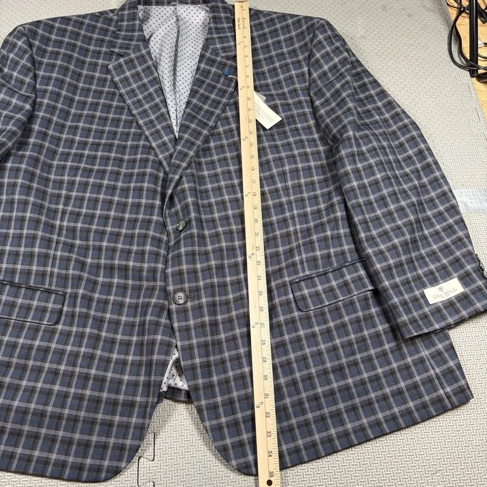 Oak Hill Blazer 4XL Men Gray Glen Plaid Check Basket Weave Sport Coat Jacket NWT